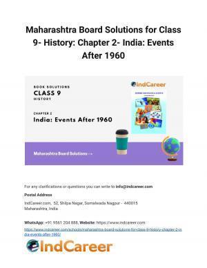 Maharashtra Board Solutions for Class 9- History: Chapter 2- India: Events After 1960