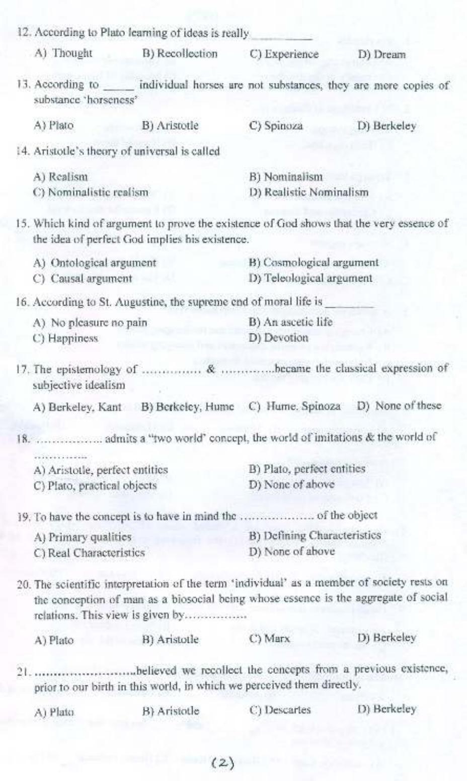 PU MPET Philosophy 2015 Question Paper - Page 3