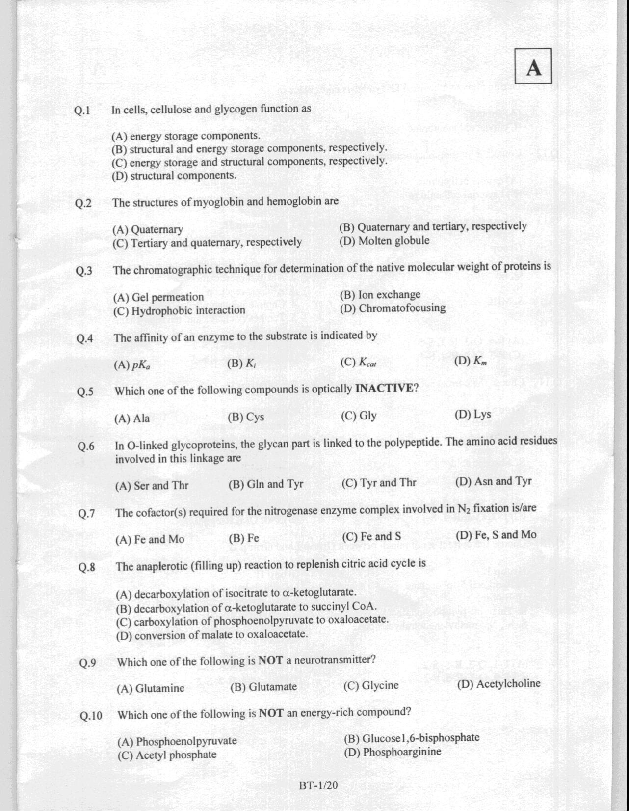 JAM 2008: BT Question Paper - Page 3