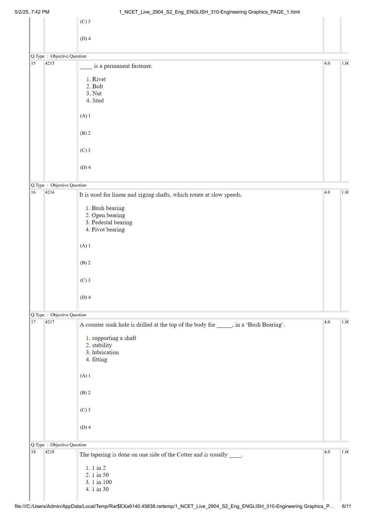 NCET 2025 Question Paper - Engineering Graphics - Page 6