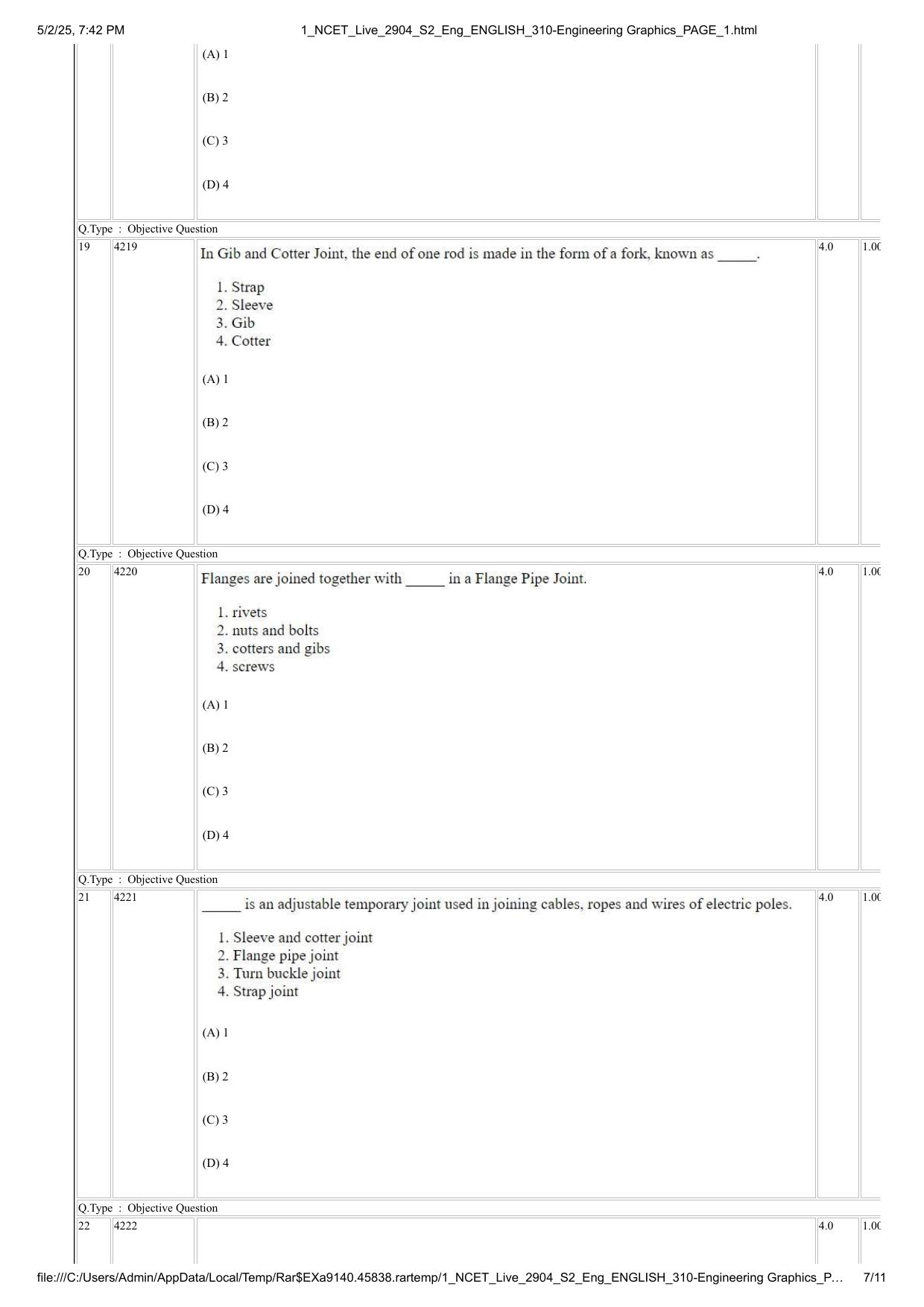 NCET 2025 Question Paper - Engineering Graphics - Page 7
