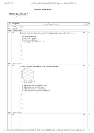 NCET 2025 Question Paper - Engineering Graphics