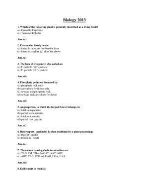 BCECE Previous Year Papers 2013 Biology