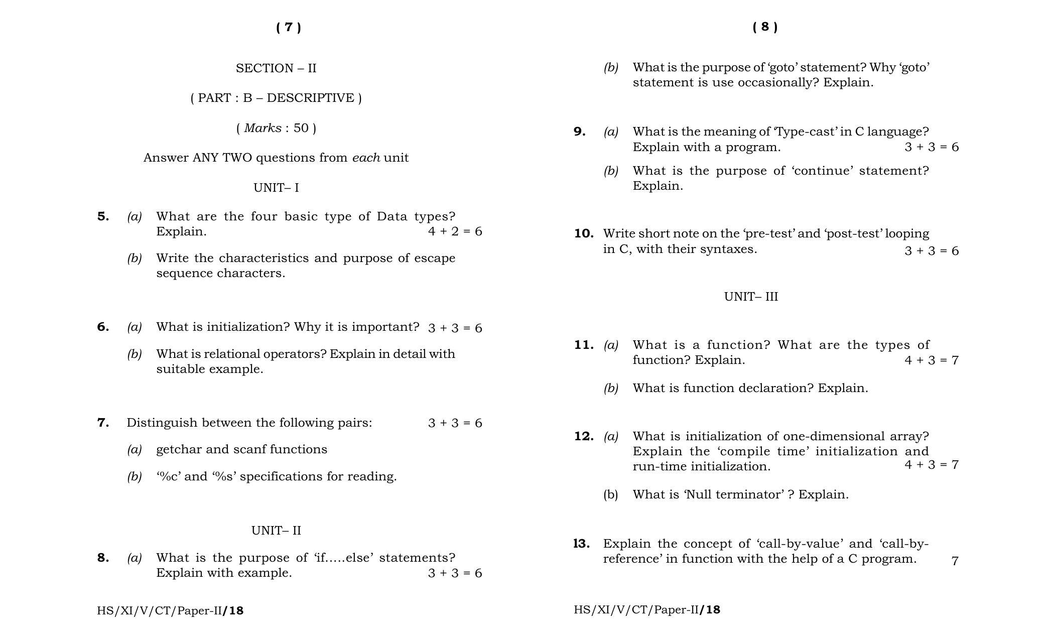 Meghalaya Board (MBOSE) Class 11 Computer_Techniqe_Paper-II 2018 Question Paper - Page 4