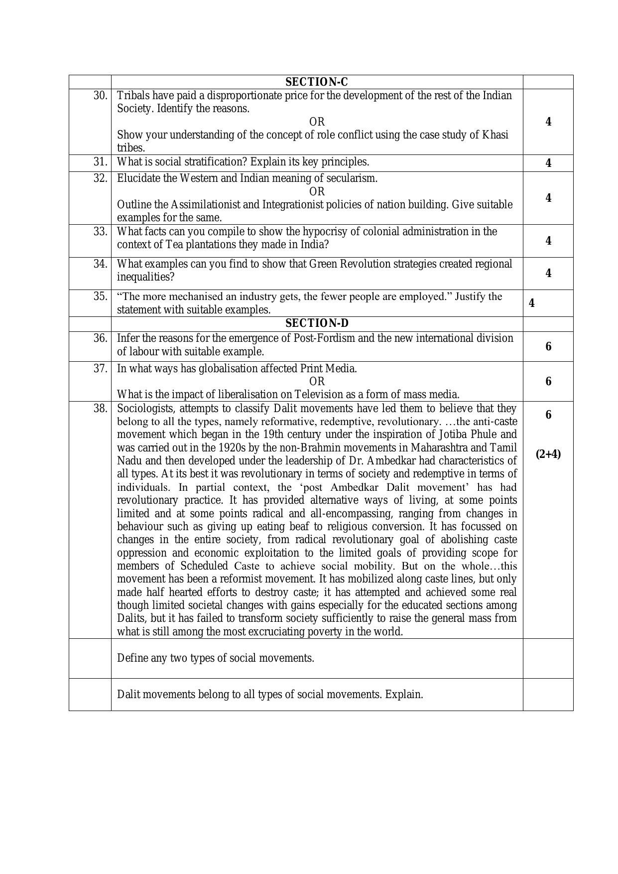 CBSE Class 12 Sociology -Sample Paper 2019-20 - Page 3