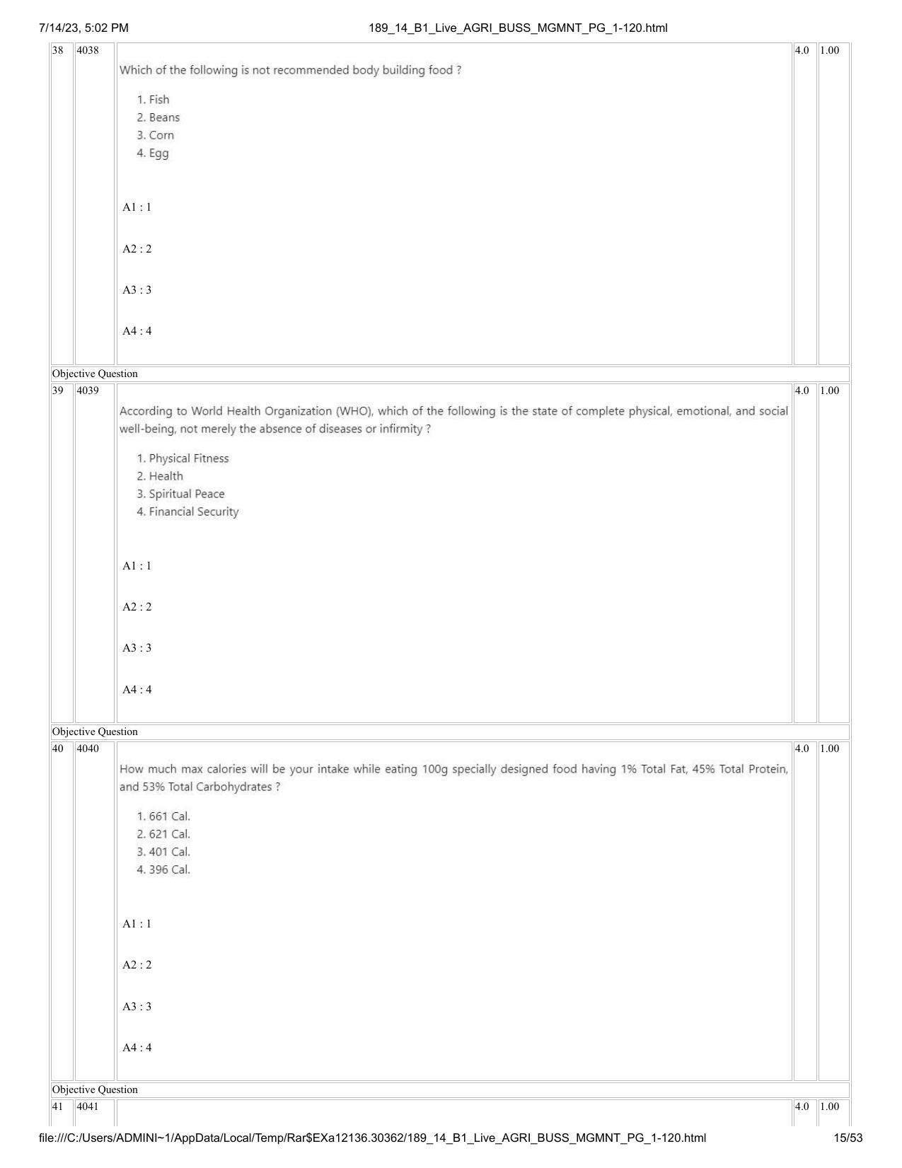 ICAR AIEEA PG 2023 AGRI BUSINESS MANAGEMENT Question Paper - 14-07-2023 - Page 15