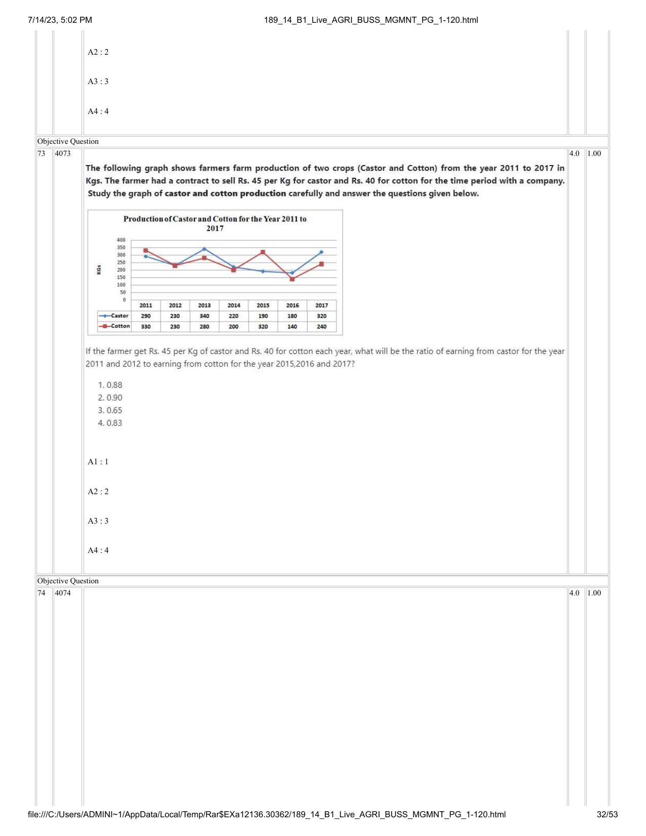 ICAR AIEEA PG 2023 AGRI BUSINESS MANAGEMENT Question Paper - 14-07-2023 - Page 32