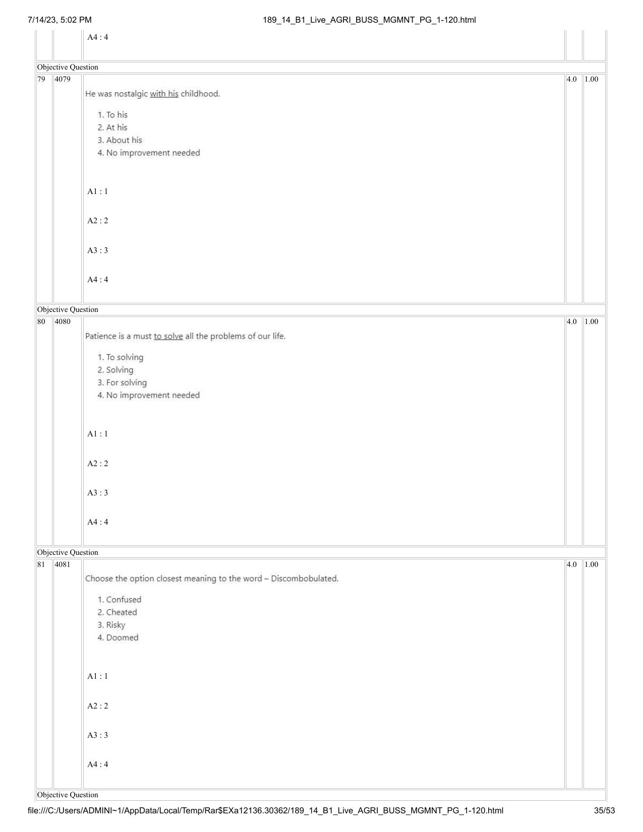 ICAR AIEEA PG 2023 AGRI BUSINESS MANAGEMENT Question Paper - 14-07-2023 - Page 35