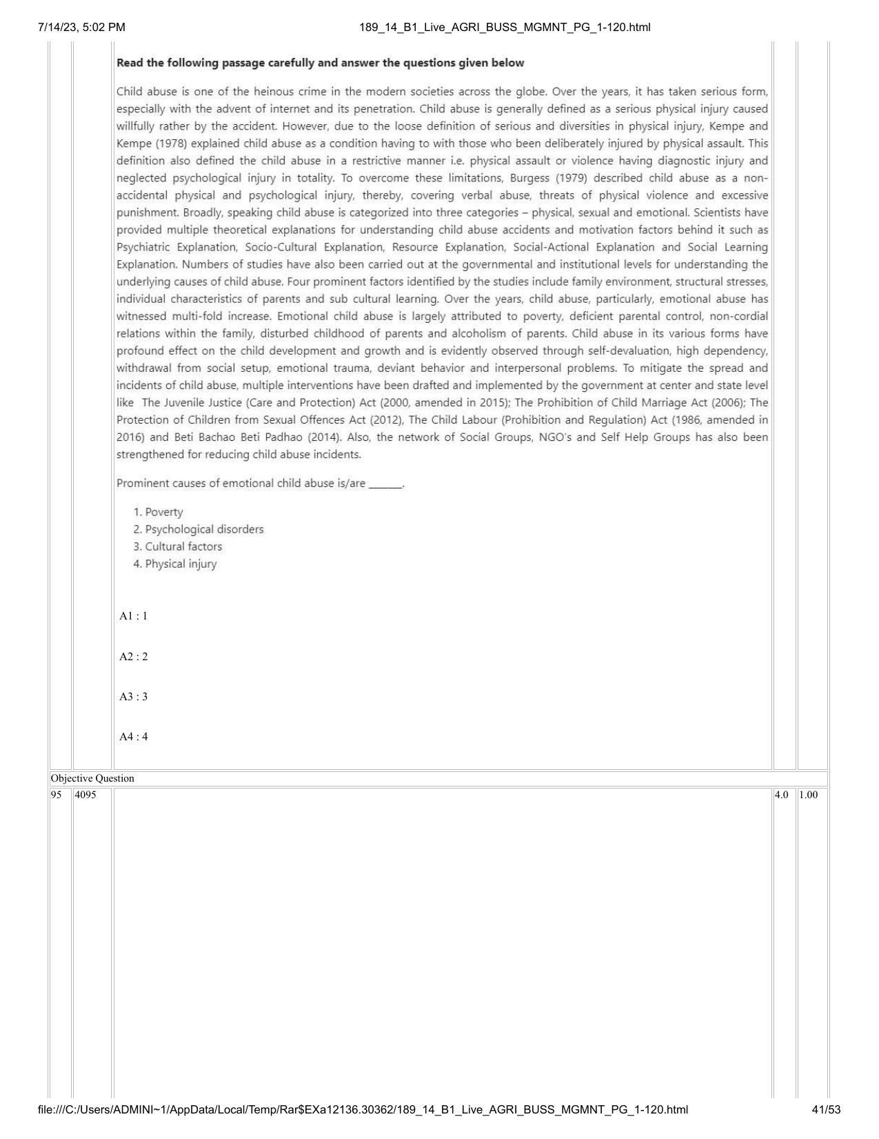 ICAR AIEEA PG 2023 AGRI BUSINESS MANAGEMENT Question Paper - 14-07-2023 - Page 41