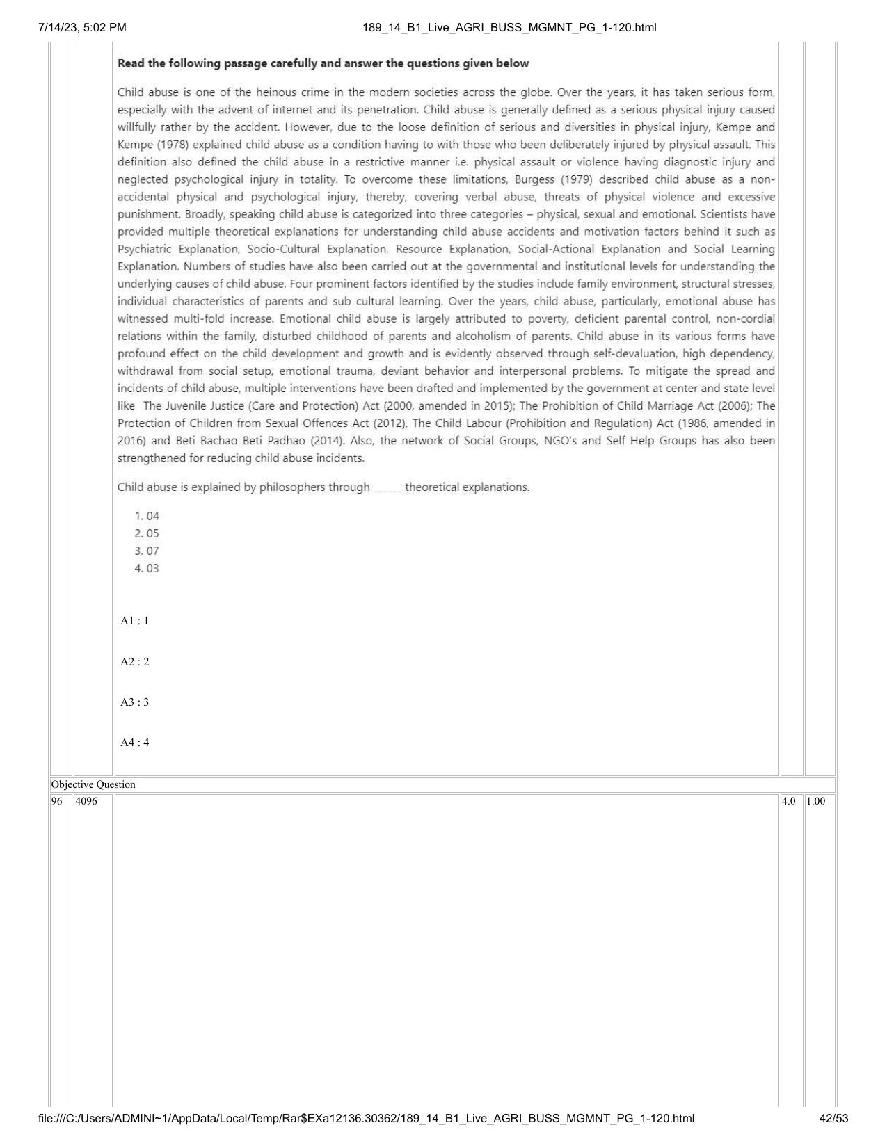 ICAR AIEEA PG 2023 AGRI BUSINESS MANAGEMENT Question Paper - 14-07-2023 - Page 42