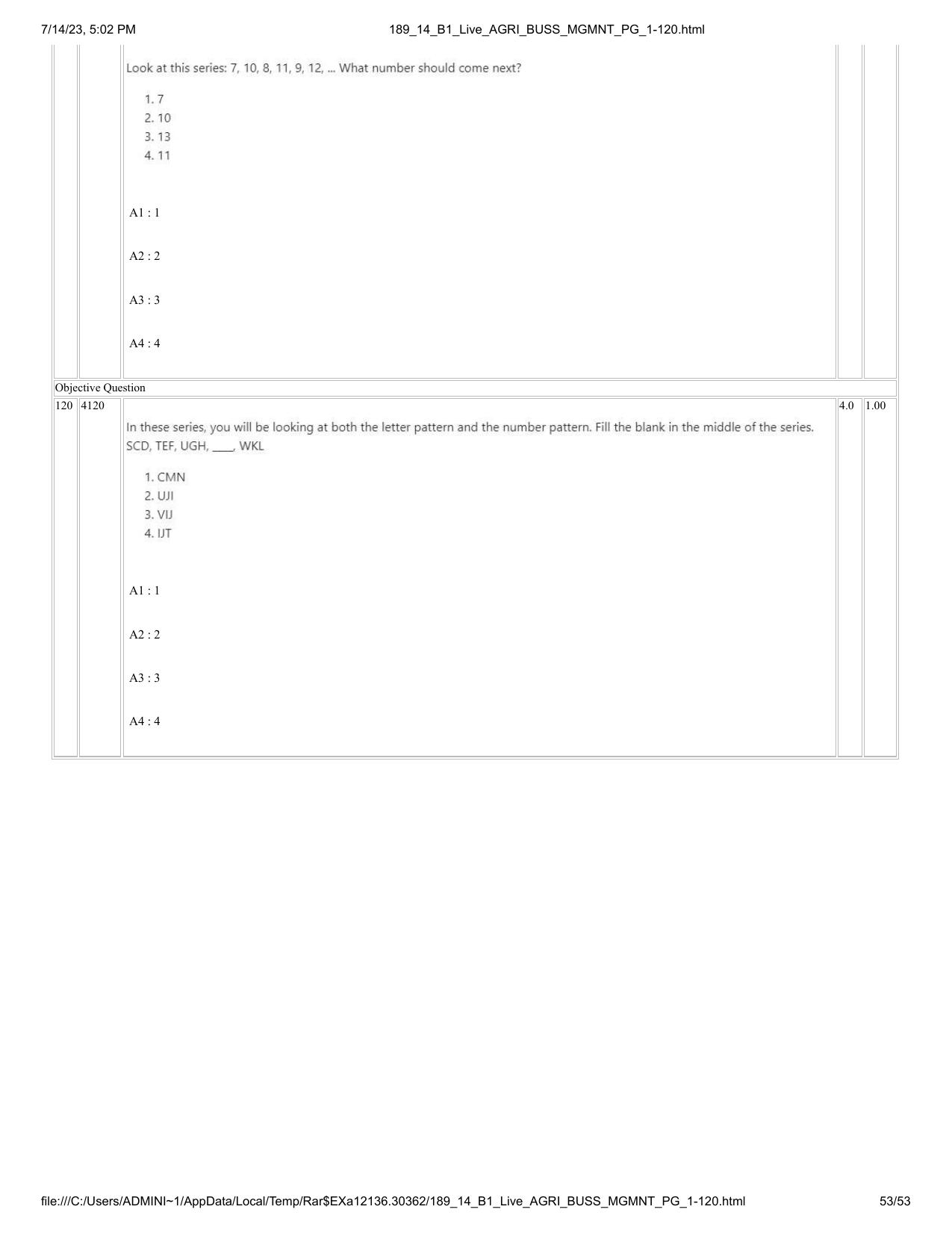 ICAR AIEEA PG 2023 AGRI BUSINESS MANAGEMENT Question Paper - 14-07-2023 - Page 53