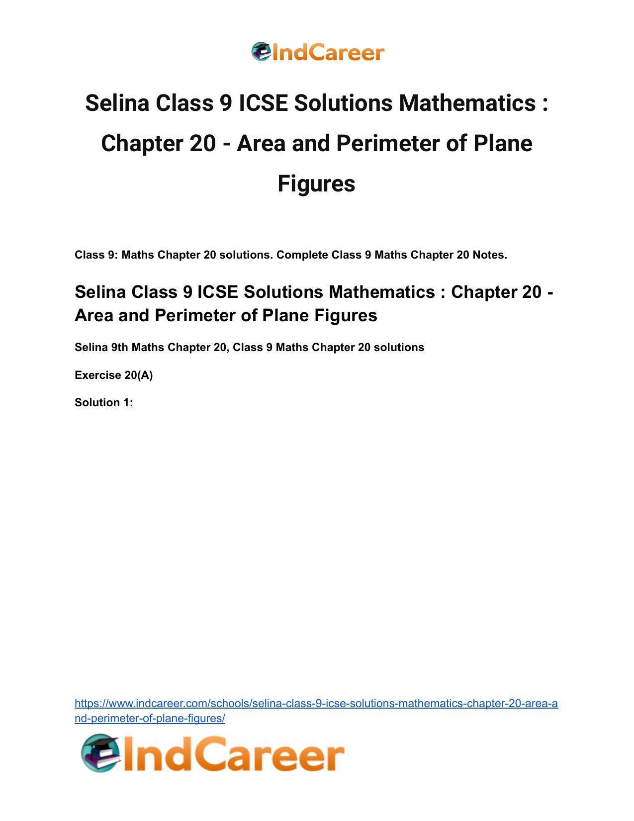Selina Class 9 ICSE Solutions Mathematics : Chapter 20 - Area and Perimeter of Plane Figures - Page 2