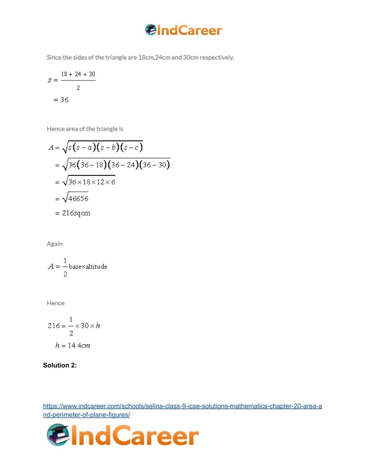 Selina Class 9 ICSE Solutions Mathematics : Chapter 20 - Area and Perimeter of Plane Figures - Page 3
