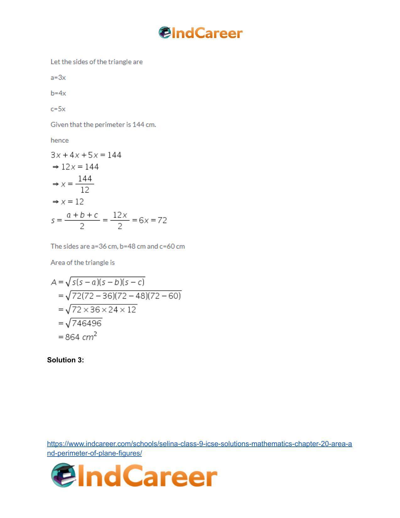 Selina Class 9 ICSE Solutions Mathematics : Chapter 20 - Area and Perimeter of Plane Figures - Page 4