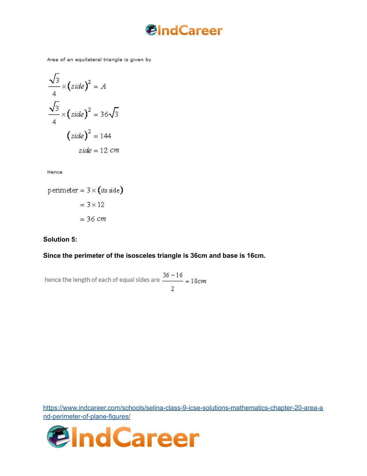 Selina Class 9 ICSE Solutions Mathematics : Chapter 20 - Area and Perimeter of Plane Figures - Page 6