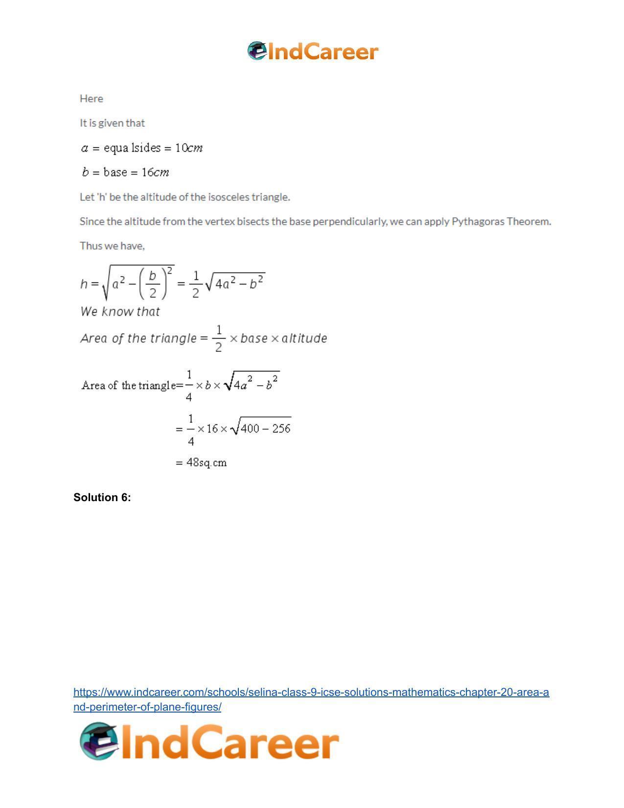 Selina Class 9 ICSE Solutions Mathematics : Chapter 20 - Area and Perimeter of Plane Figures - Page 7