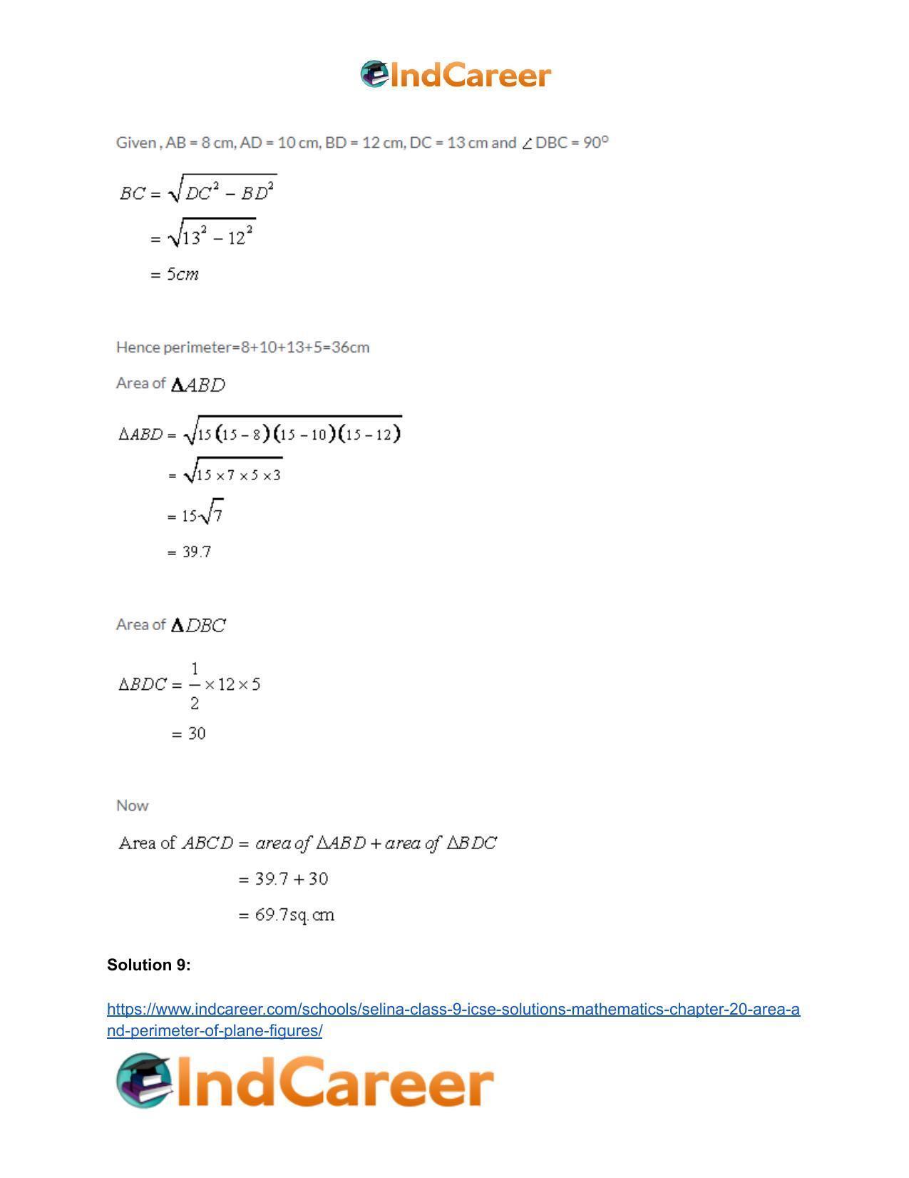 Selina Class 9 ICSE Solutions Mathematics : Chapter 20 - Area and Perimeter of Plane Figures - Page 10