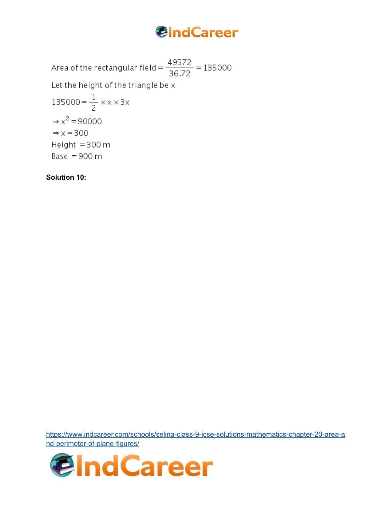 Selina Class 9 ICSE Solutions Mathematics : Chapter 20 - Area and Perimeter of Plane Figures - Page 11