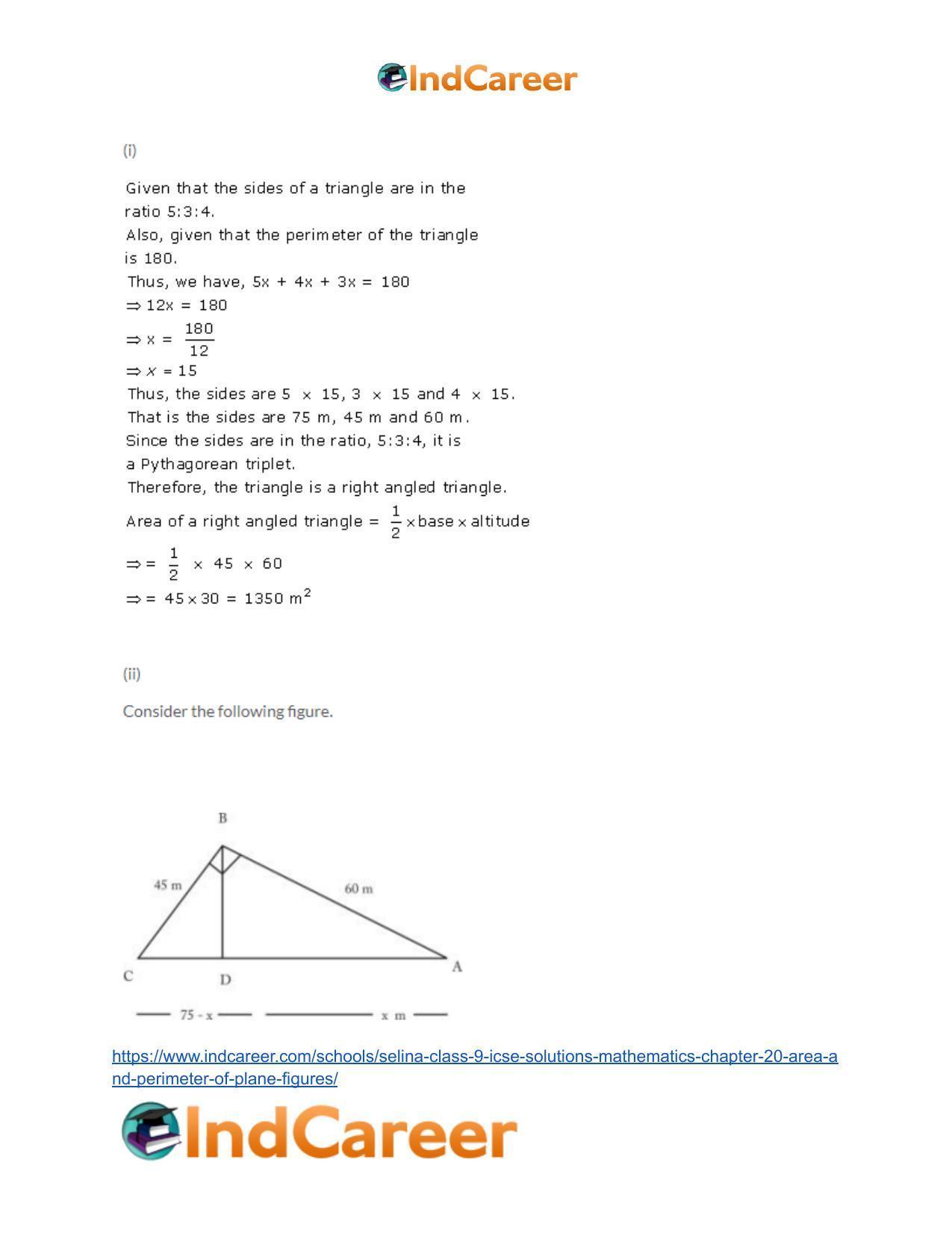 Selina Class 9 ICSE Solutions Mathematics : Chapter 20 - Area and Perimeter of Plane Figures - Page 12