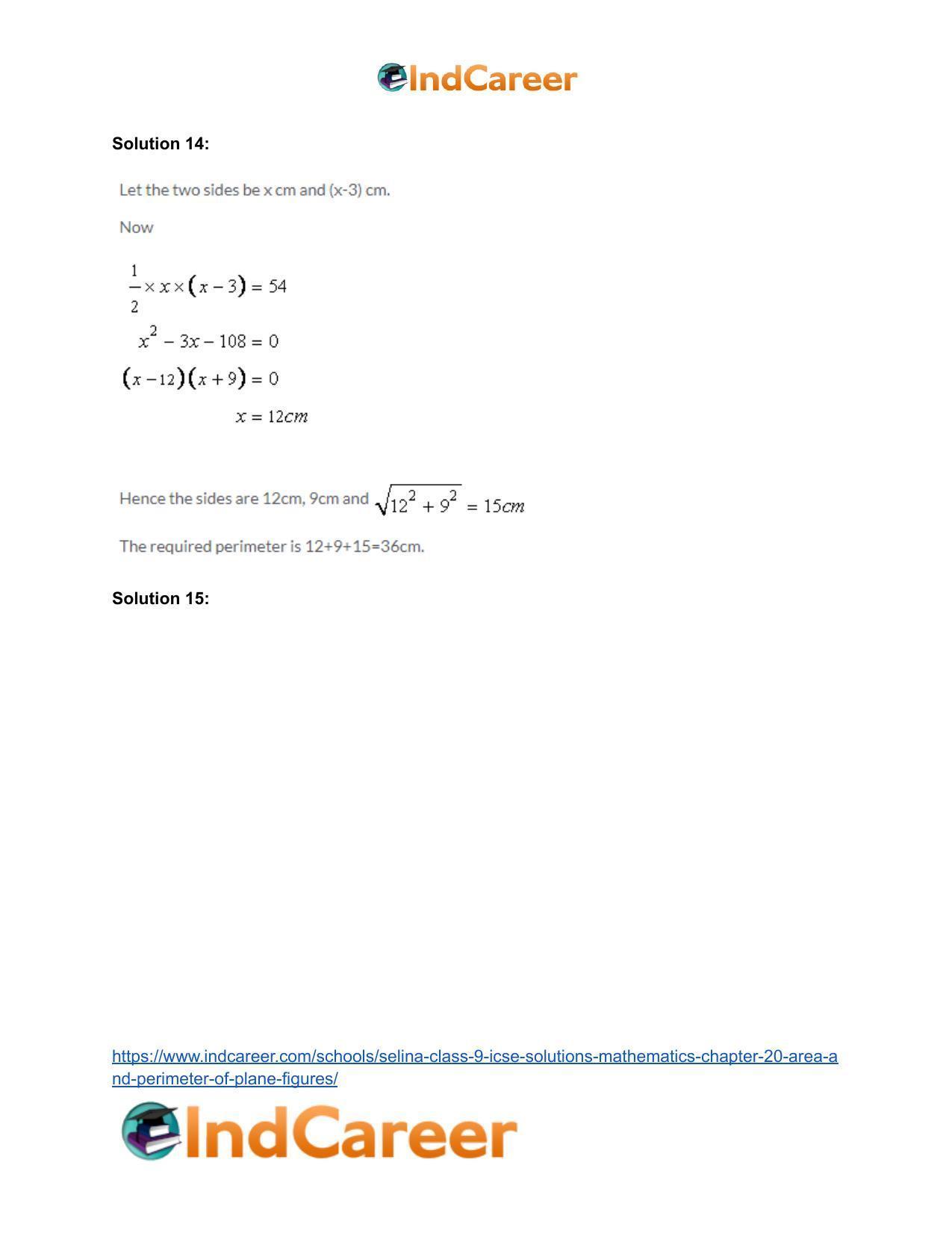 Selina Class 9 ICSE Solutions Mathematics : Chapter 20 - Area and Perimeter of Plane Figures - Page 17