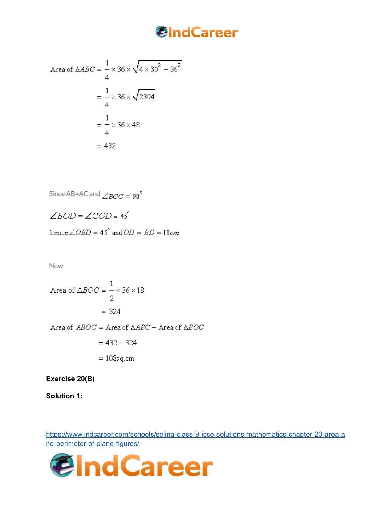 Selina Class 9 ICSE Solutions Mathematics : Chapter 20 - Area and Perimeter of Plane Figures - Page 18