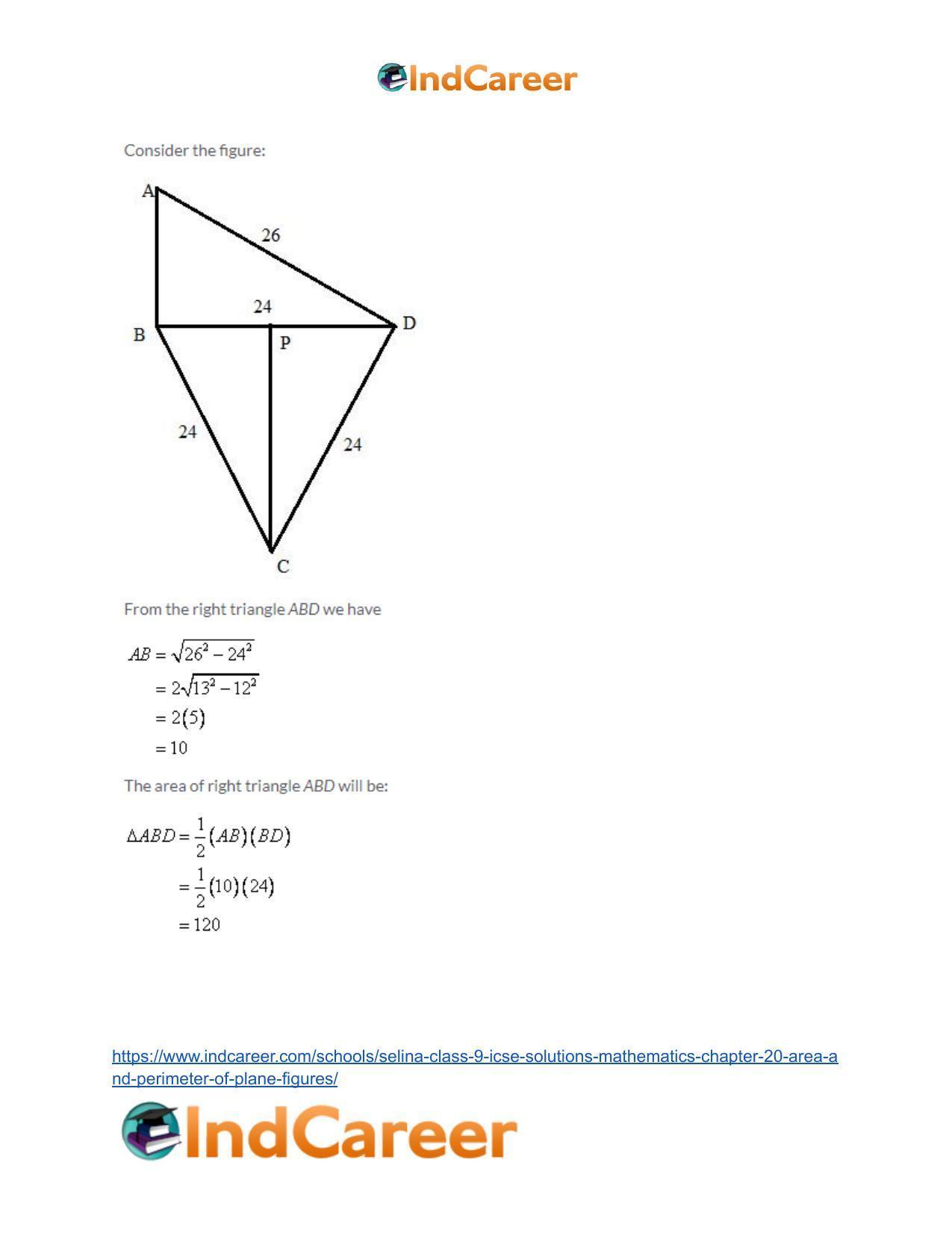 Selina Class 9 ICSE Solutions Mathematics : Chapter 20 - Area and Perimeter of Plane Figures - Page 20
