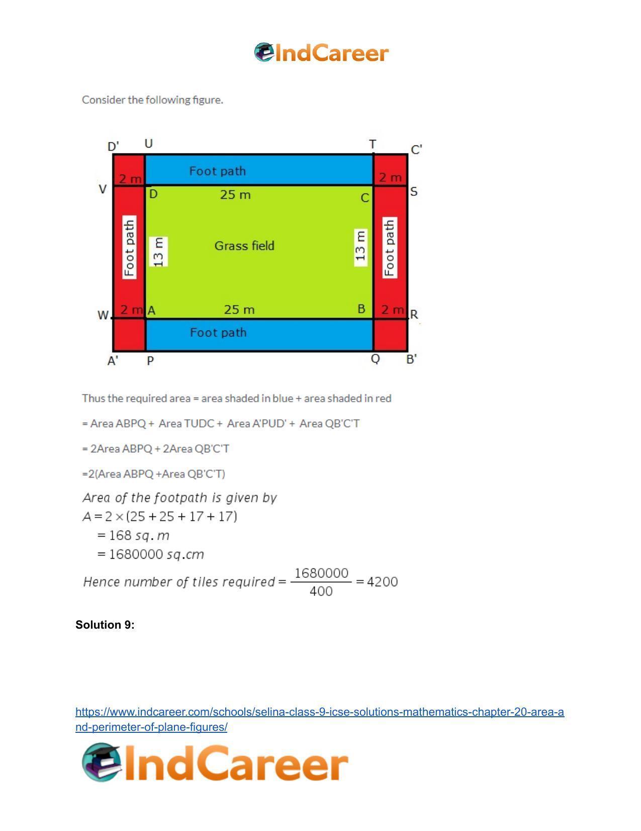 Selina Class 9 ICSE Solutions Mathematics : Chapter 20 - Area and Perimeter of Plane Figures - Page 26