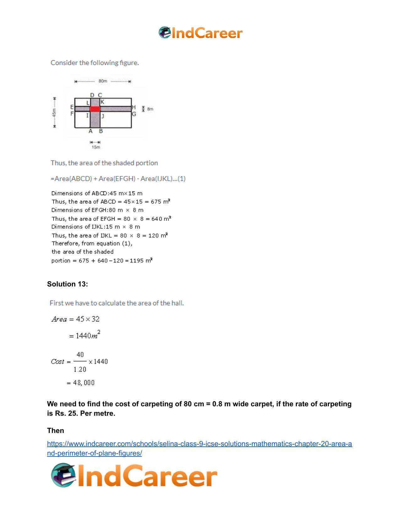 Selina Class 9 ICSE Solutions Mathematics : Chapter 20 - Area and Perimeter of Plane Figures - Page 30