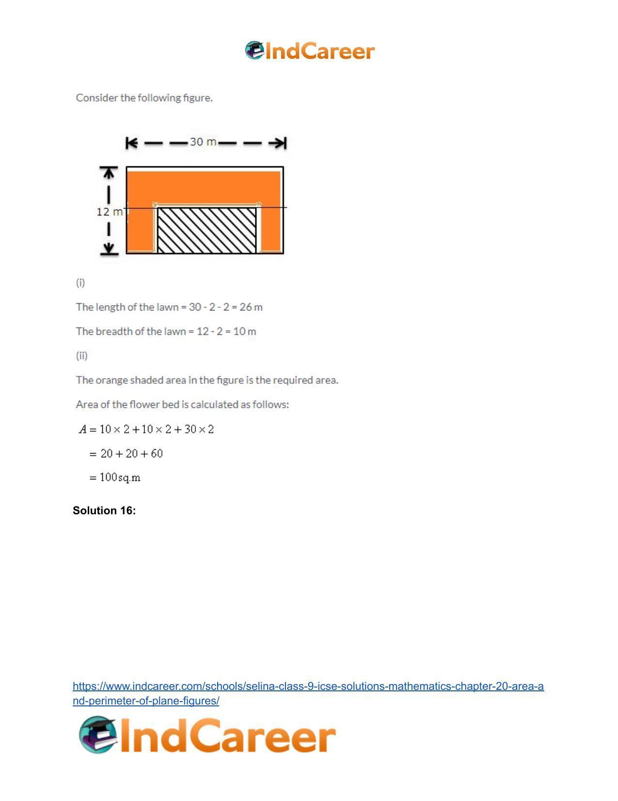 Selina Class 9 ICSE Solutions Mathematics : Chapter 20 - Area and Perimeter of Plane Figures - Page 32