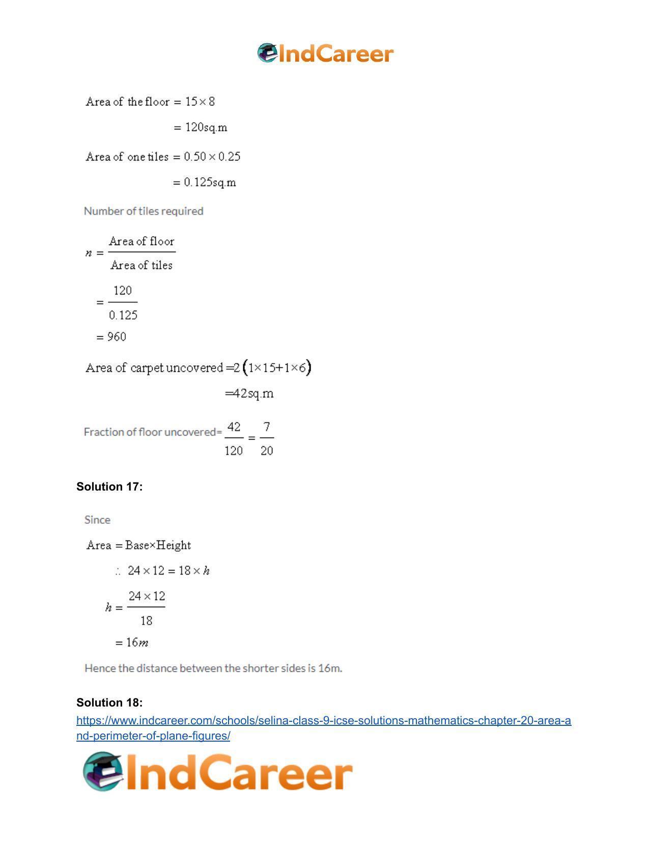 Selina Class 9 ICSE Solutions Mathematics : Chapter 20 - Area and Perimeter of Plane Figures - Page 33