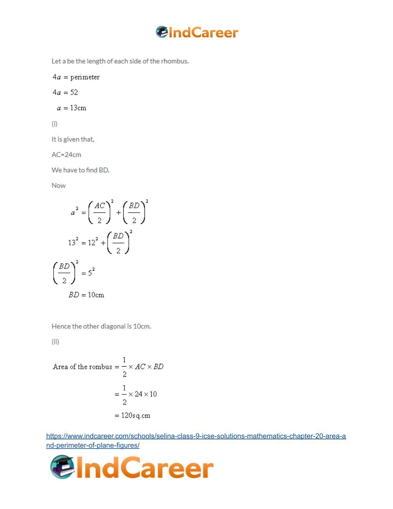 Selina Class 9 ICSE Solutions Mathematics : Chapter 20 - Area and Perimeter of Plane Figures - Page 37