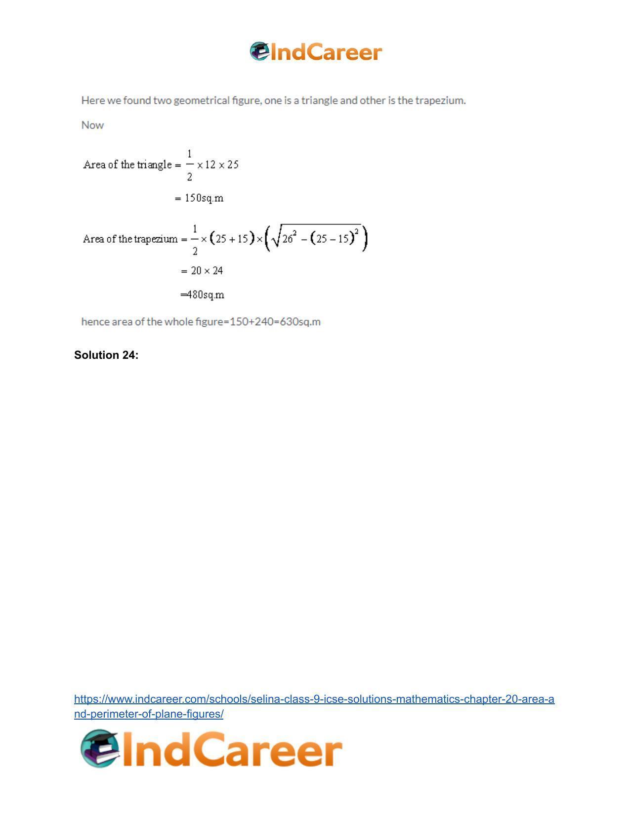 Selina Class 9 ICSE Solutions Mathematics : Chapter 20 - Area and Perimeter of Plane Figures - Page 40