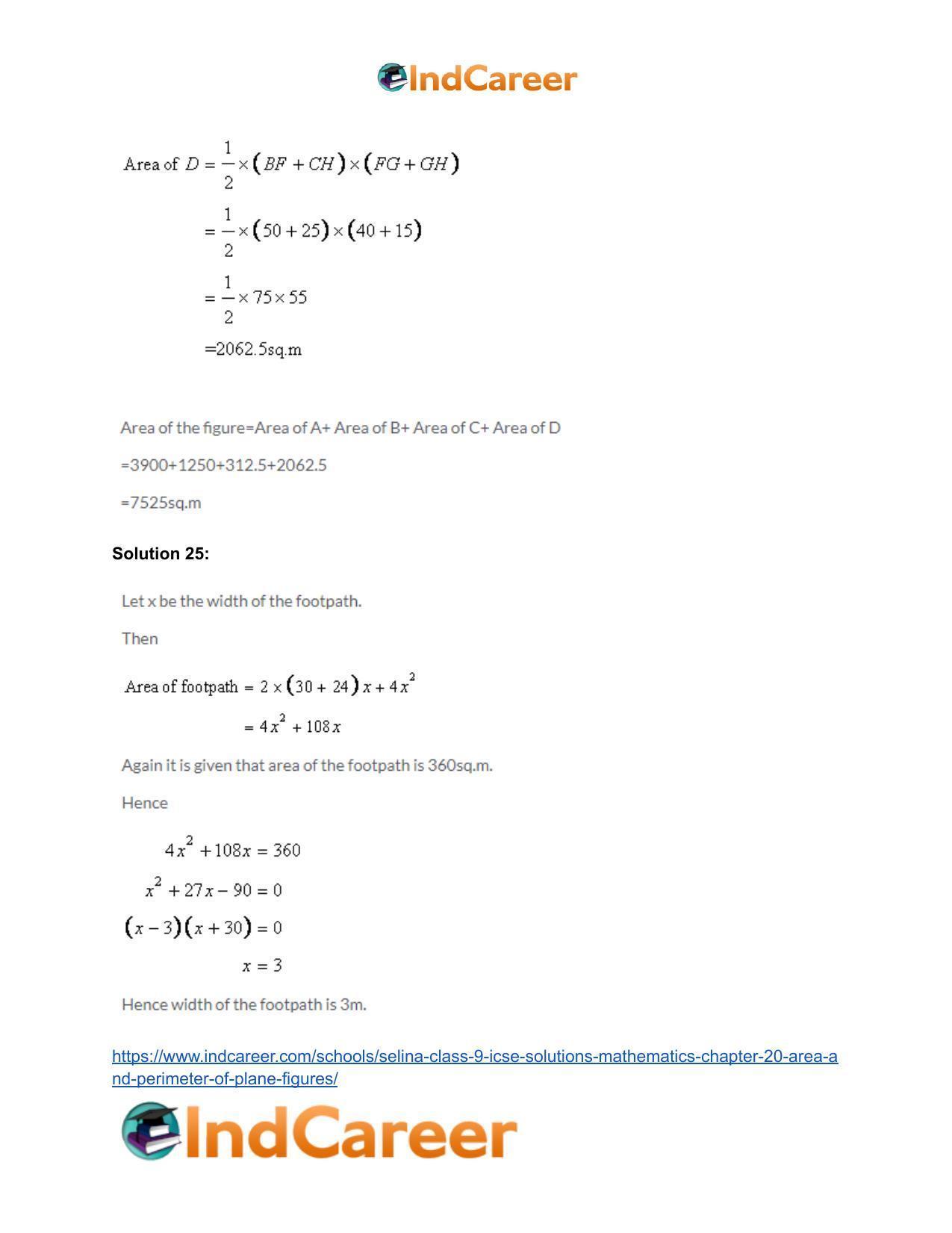 Selina Class 9 ICSE Solutions Mathematics : Chapter 20 - Area and Perimeter of Plane Figures - Page 42