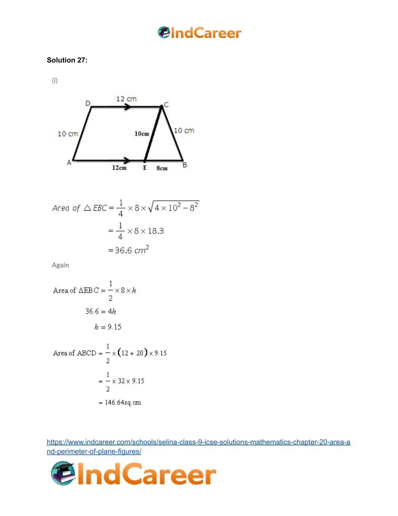 Selina Class 9 ICSE Solutions Mathematics : Chapter 20 - Area and Perimeter of Plane Figures - Page 45