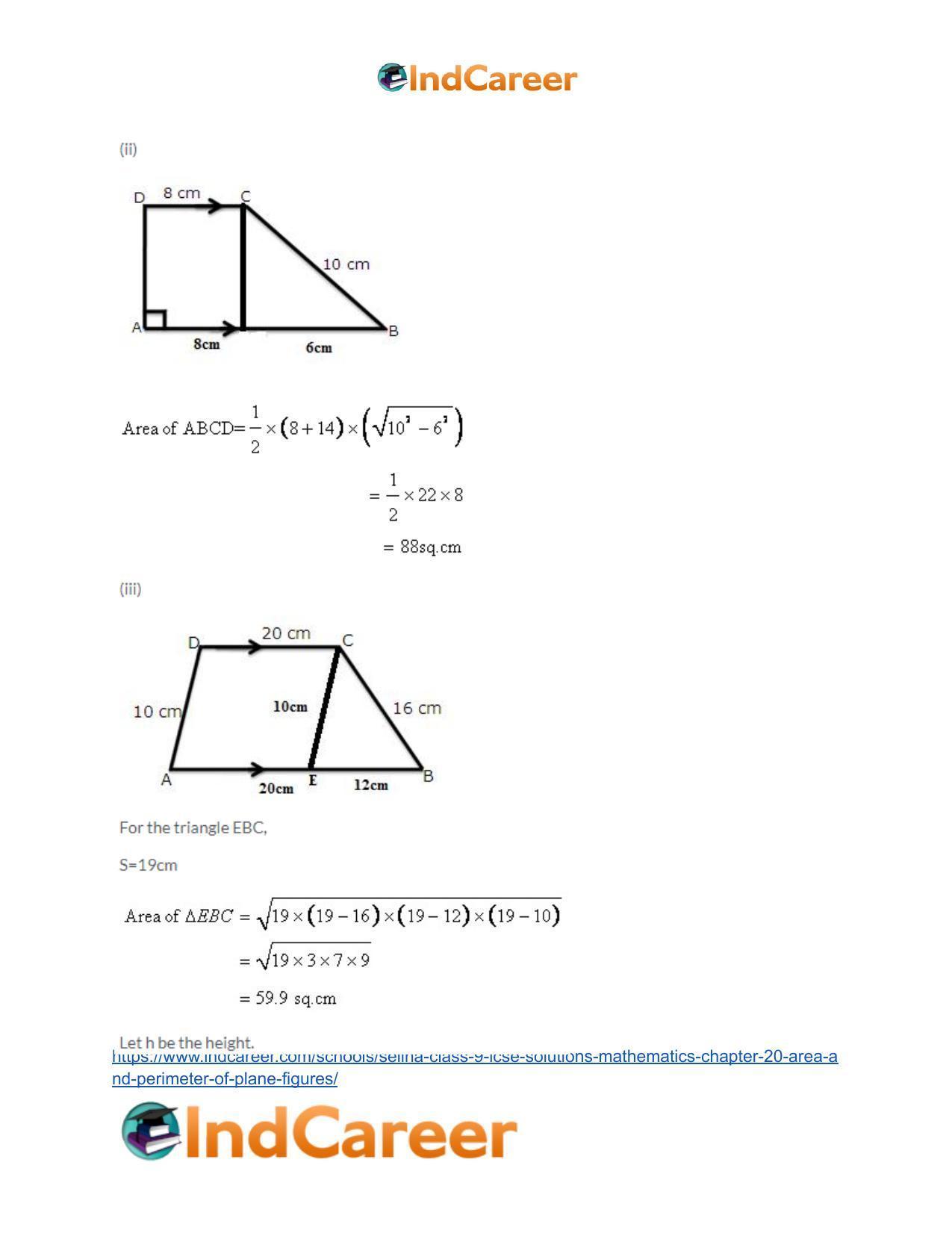 Selina Class 9 ICSE Solutions Mathematics : Chapter 20 - Area and Perimeter of Plane Figures - Page 46