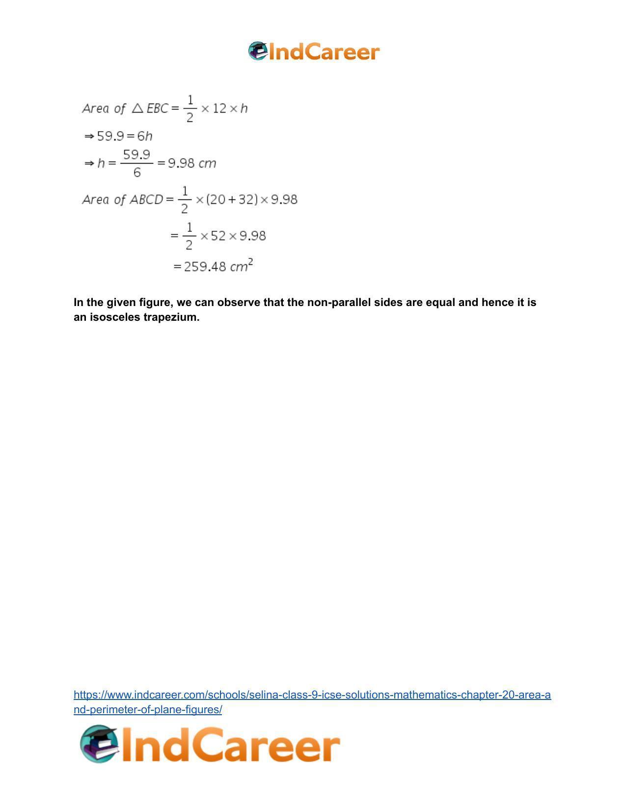 Selina Class 9 ICSE Solutions Mathematics : Chapter 20 - Area and Perimeter of Plane Figures - Page 47