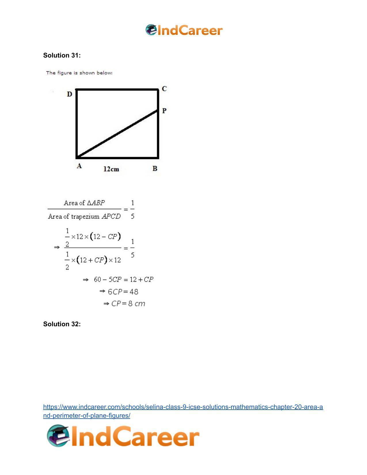 Selina Class 9 ICSE Solutions Mathematics : Chapter 20 - Area and Perimeter of Plane Figures - Page 51