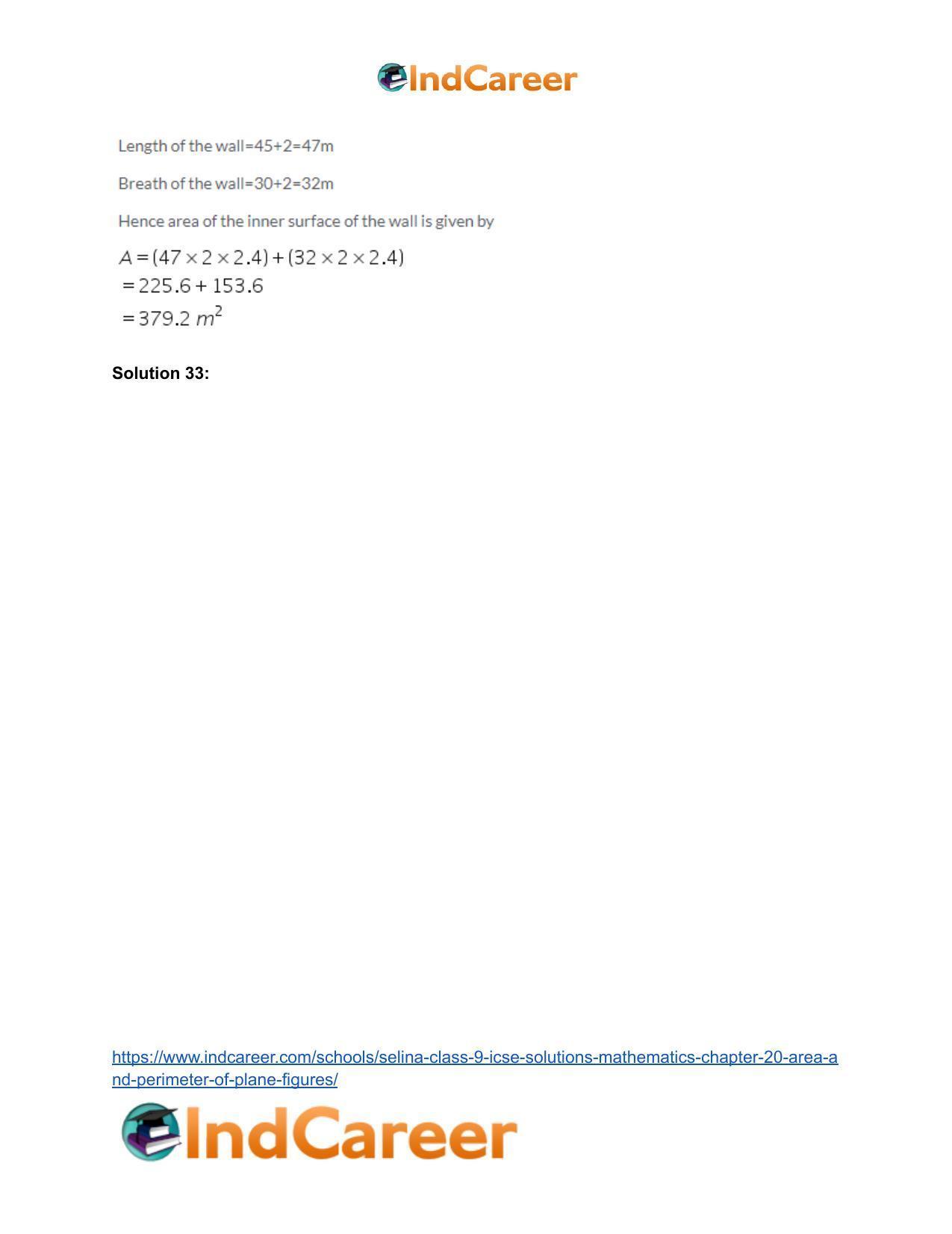 Selina Class 9 ICSE Solutions Mathematics : Chapter 20 - Area and Perimeter of Plane Figures - Page 52