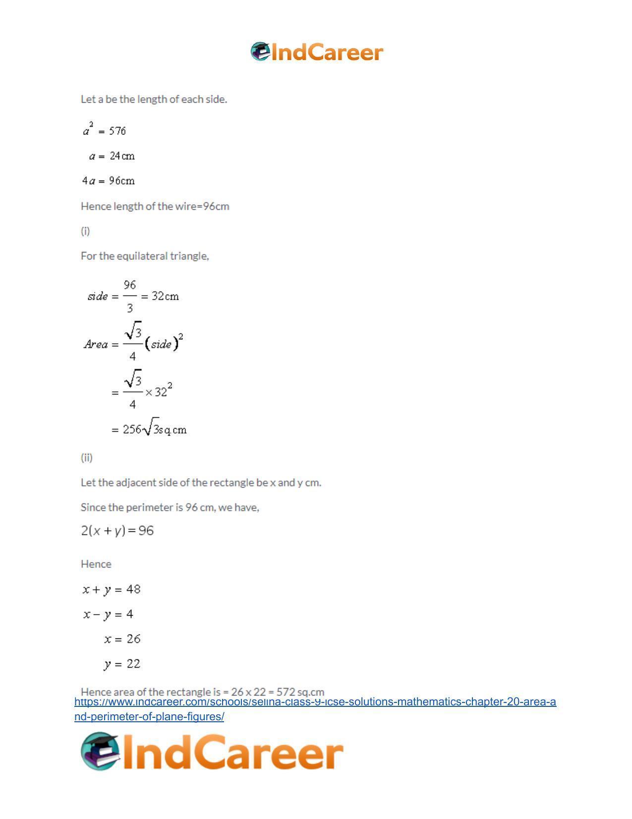 Selina Class 9 ICSE Solutions Mathematics : Chapter 20 - Area and Perimeter of Plane Figures - Page 53
