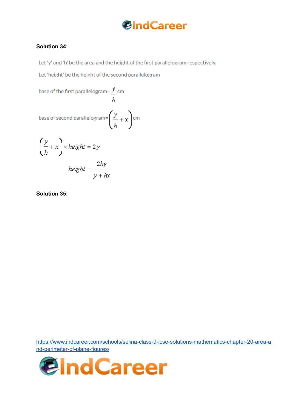 Selina Class 9 ICSE Solutions Mathematics : Chapter 20 - Area and Perimeter of Plane Figures - Page 54