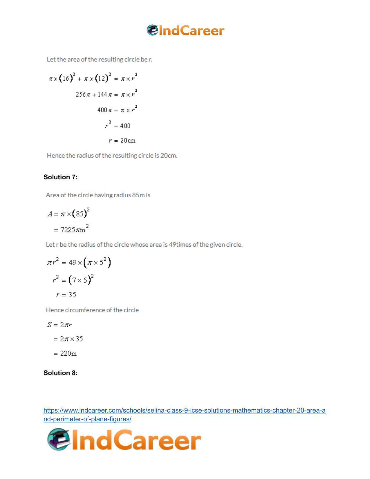 Selina Class 9 ICSE Solutions Mathematics : Chapter 20 - Area and Perimeter of Plane Figures - Page 60