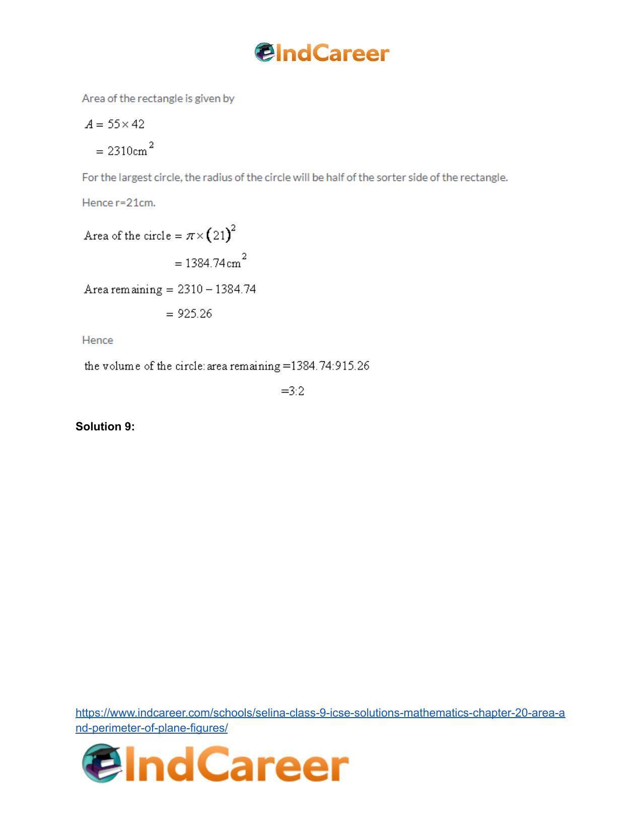 Selina Class 9 ICSE Solutions Mathematics : Chapter 20 - Area and Perimeter of Plane Figures - Page 61