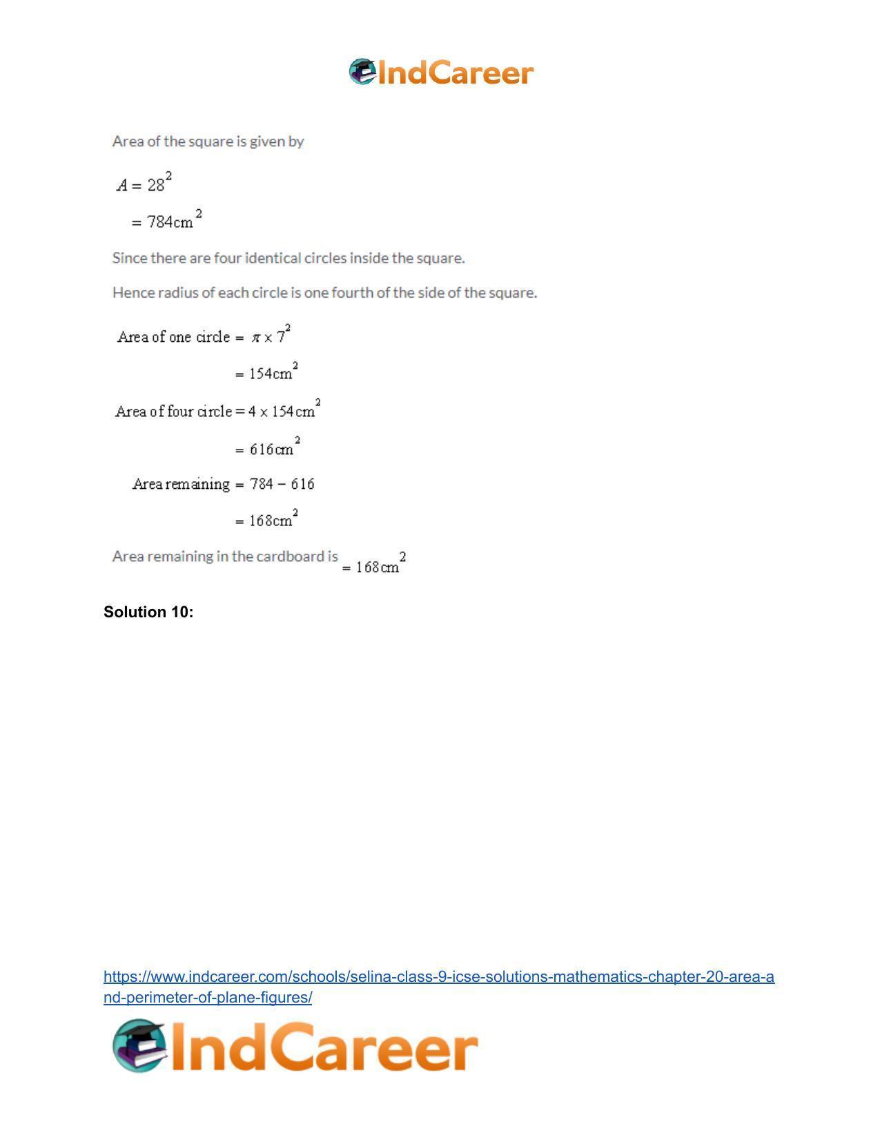 Selina Class 9 ICSE Solutions Mathematics : Chapter 20 - Area and Perimeter of Plane Figures - Page 62