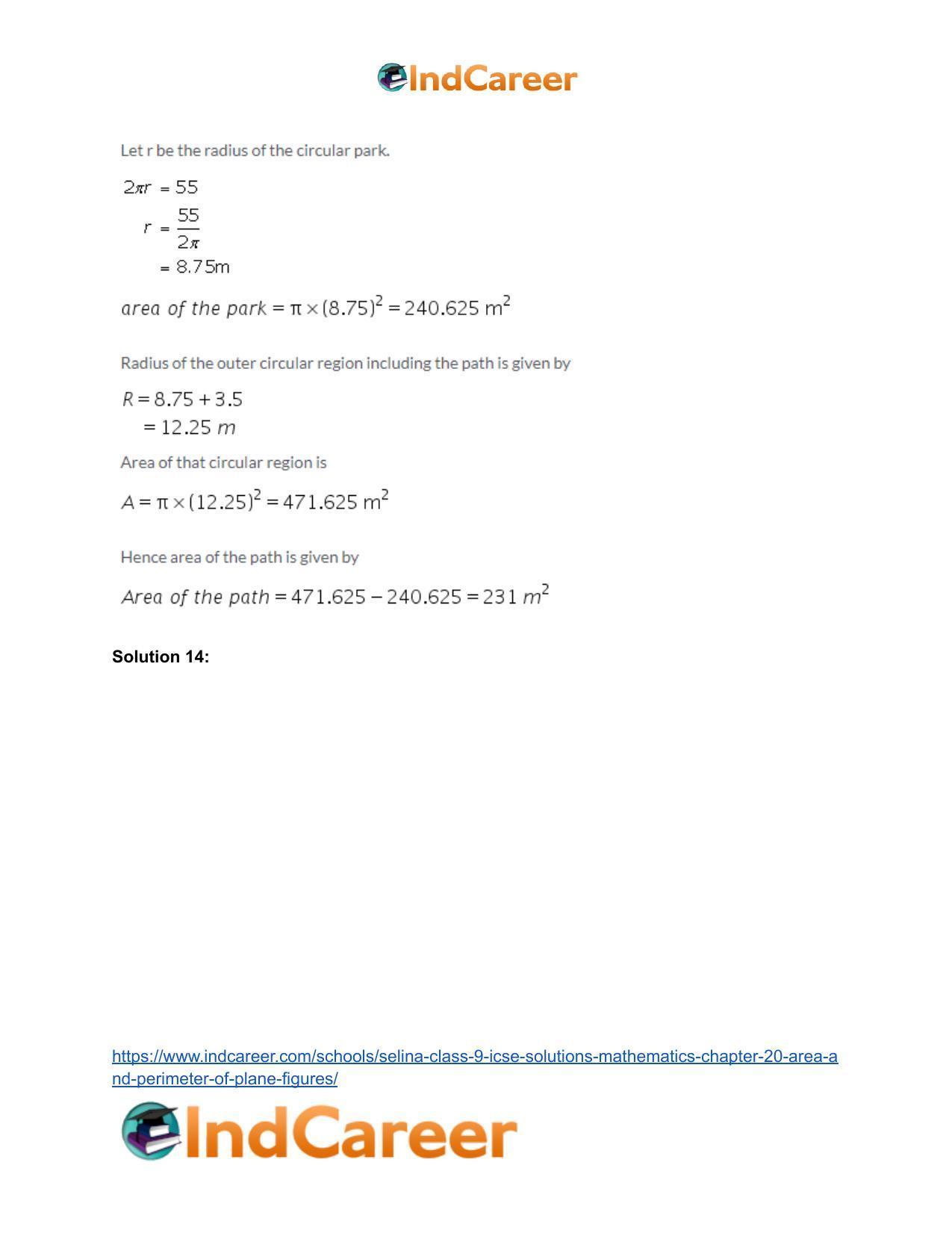 Selina Class 9 ICSE Solutions Mathematics : Chapter 20 - Area and Perimeter of Plane Figures - Page 65