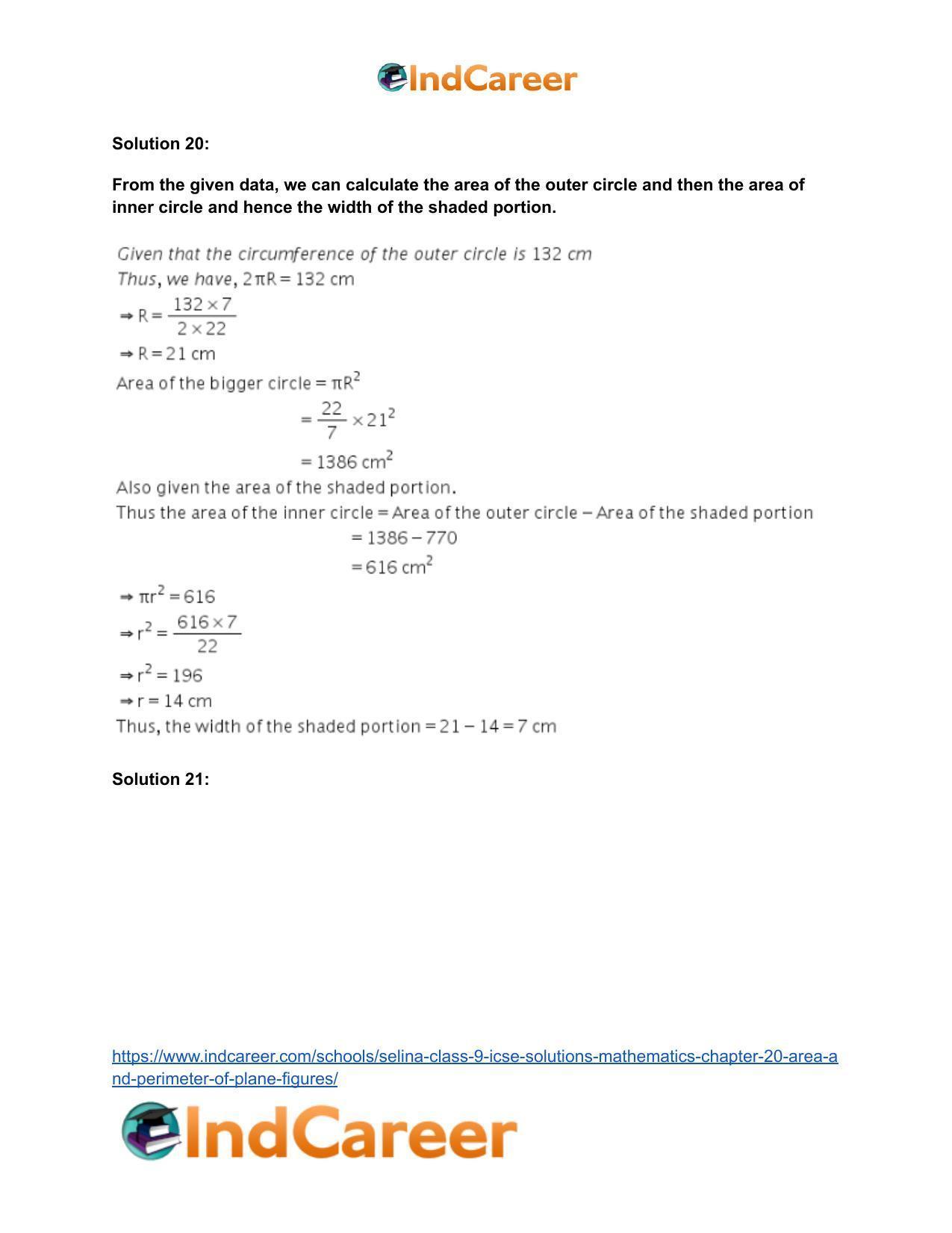 Selina Class 9 ICSE Solutions Mathematics : Chapter 20 - Area and Perimeter of Plane Figures - Page 69
