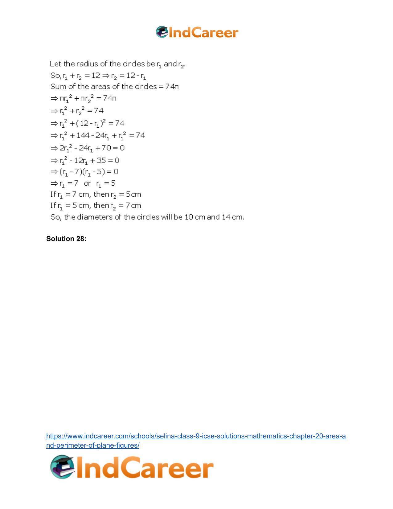 Selina Class 9 ICSE Solutions Mathematics : Chapter 20 - Area and Perimeter of Plane Figures - Page 75