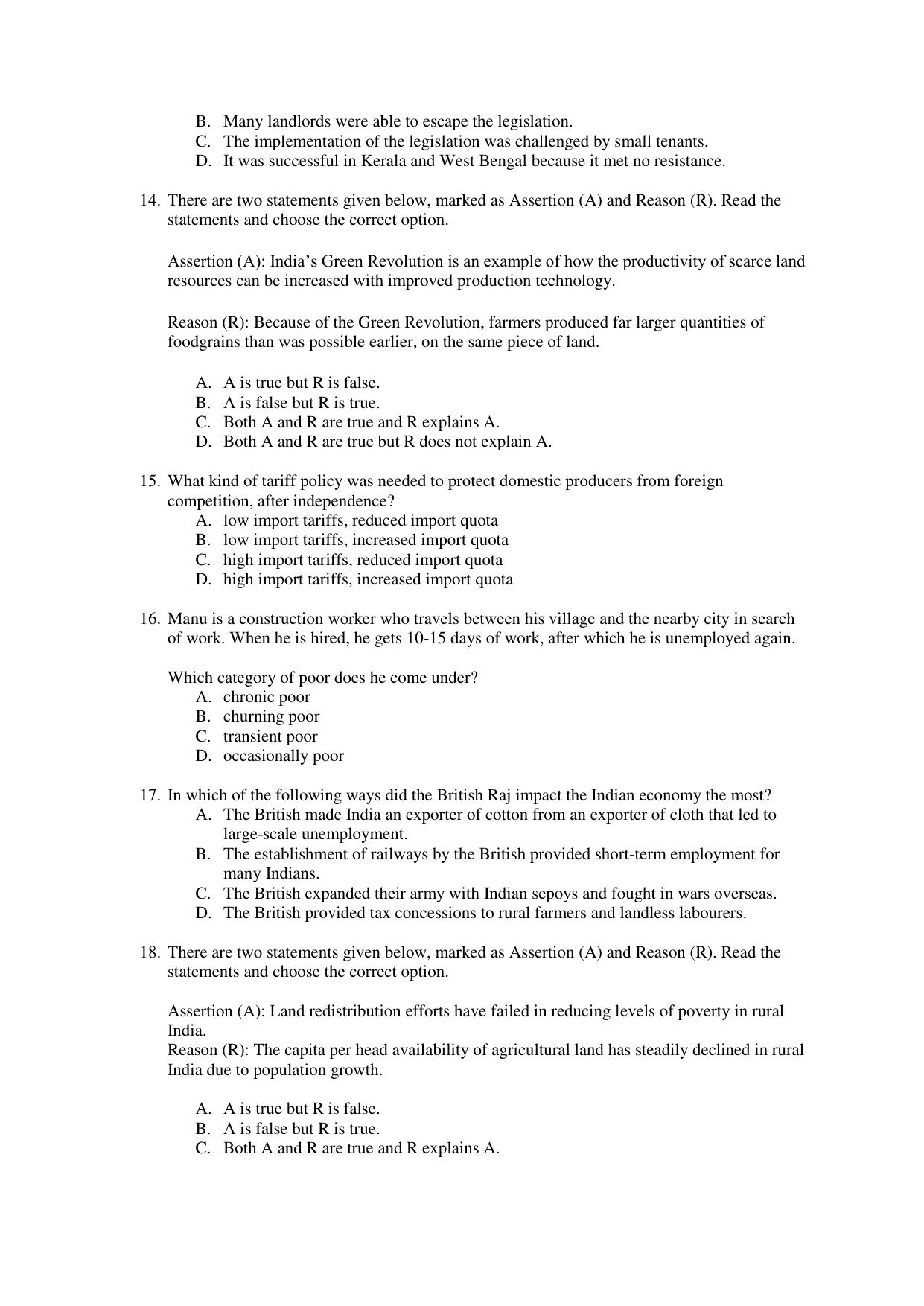 CBSE Class 12 Economics Term 1 Practice Questions 2021-22 - Page 3