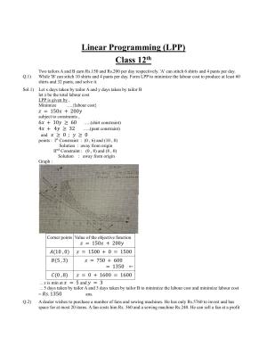 CBSE Class 12 Maths Linear Programming Assignment 2