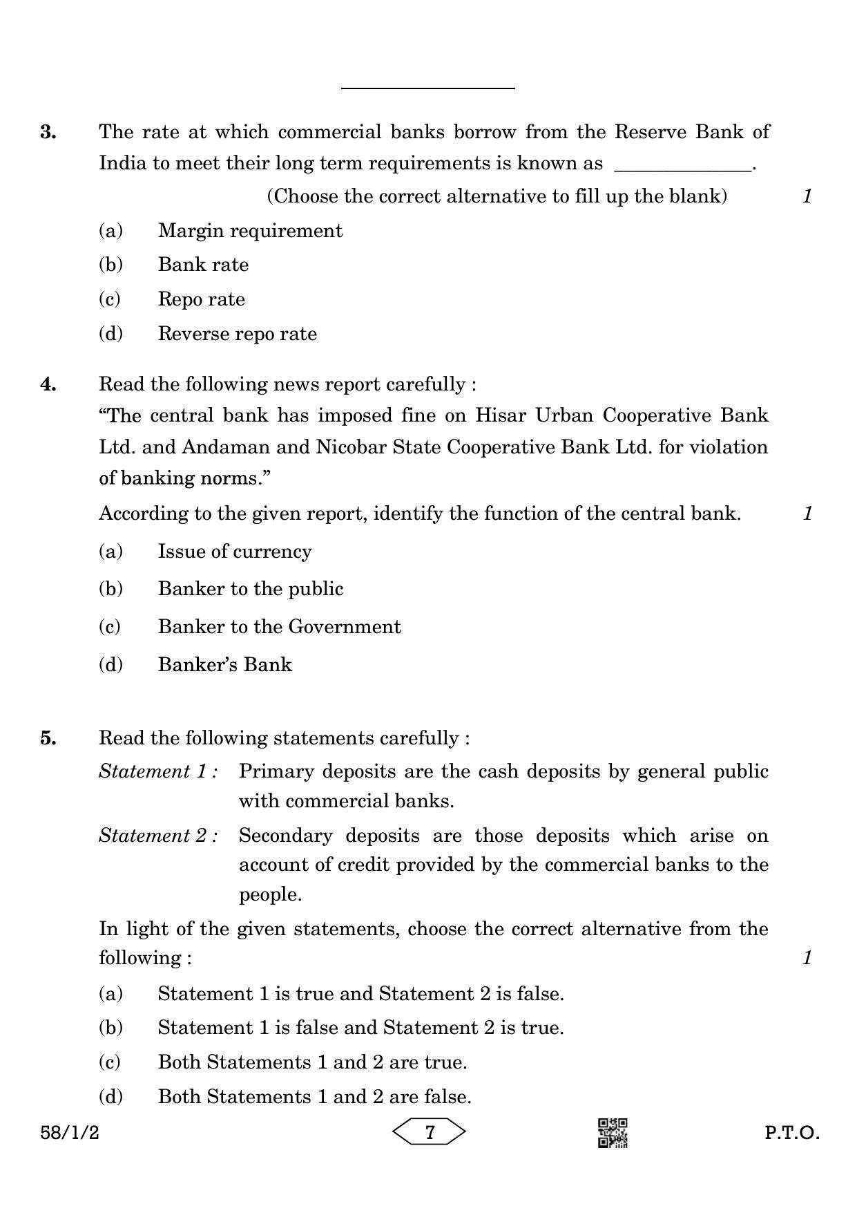CBSE Class 12 58-1-2 Economics 2023 Question Paper - Page 7