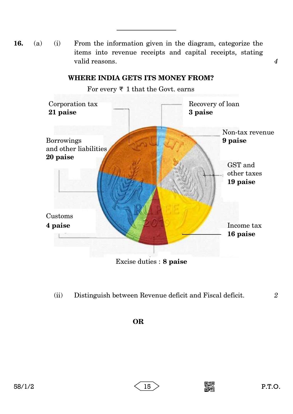 CBSE Class 12 58-1-2 Economics 2023 Question Paper - Page 15